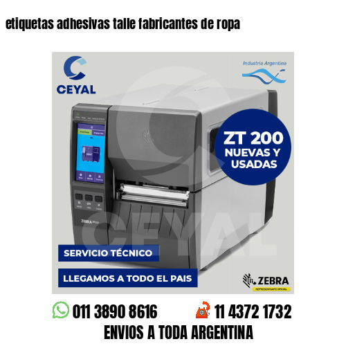 etiquetas adhesivas talle fabricantes de ropa