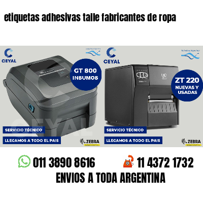 etiquetas adhesivas talle fabricantes de ropa