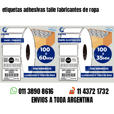 etiquetas adhesivas talle fabricantes de ropa
