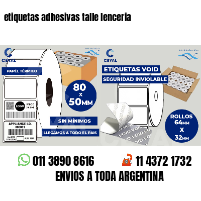 etiquetas adhesivas talle lenceria