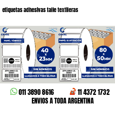 etiquetas adhesivas talle textileras