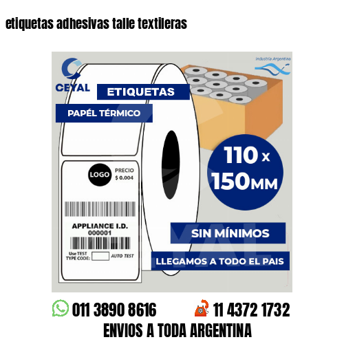 etiquetas adhesivas talle textileras