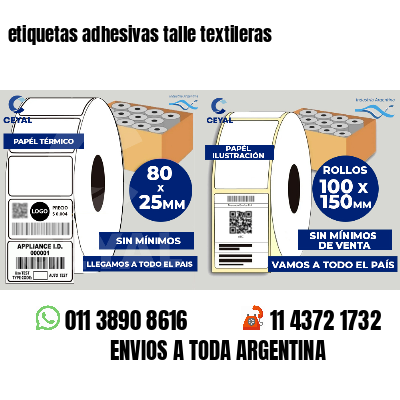 etiquetas adhesivas talle textileras