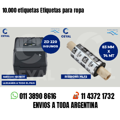 10.000 etiquetas Etiquetas para ropa