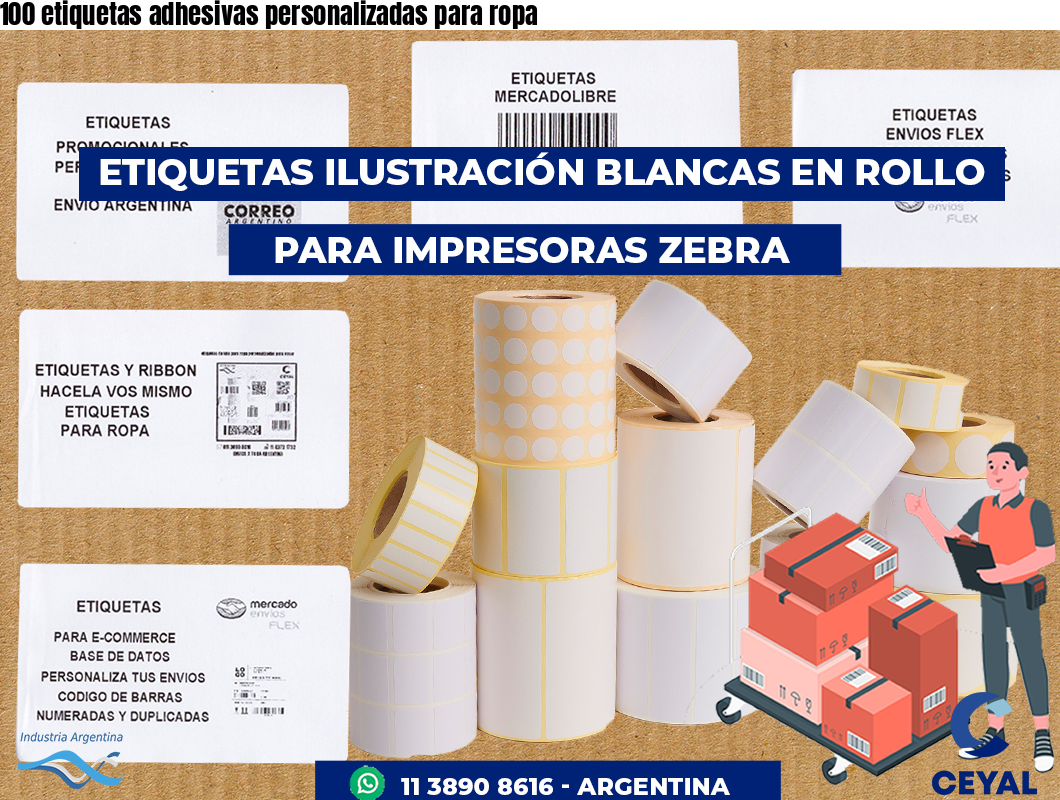 100 etiquetas adhesivas personalizadas para ropa