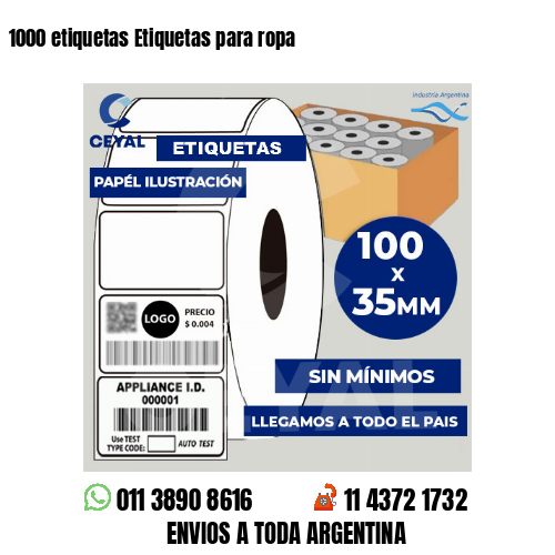 1000 etiquetas Etiquetas para ropa