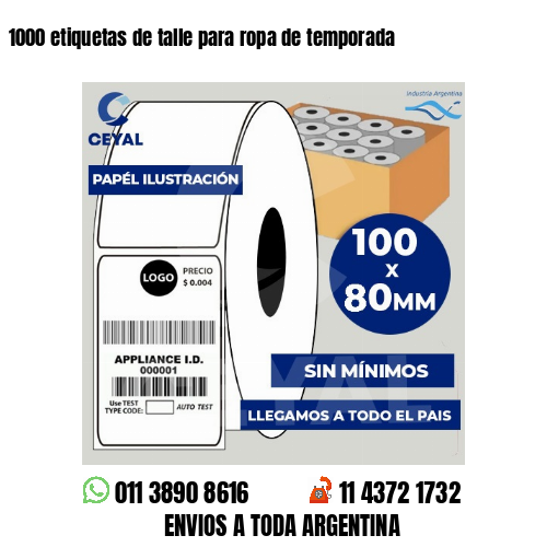 1000 etiquetas de talle para ropa de temporada