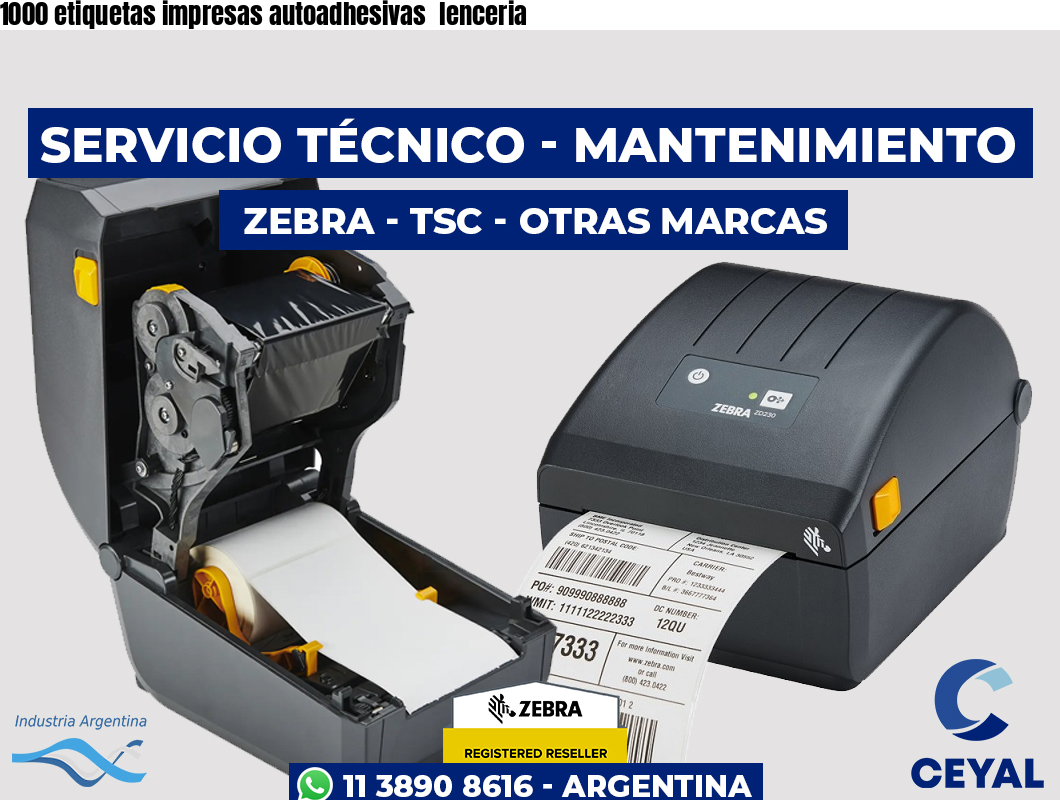 1000 etiquetas impresas autoadhesivas lenceria