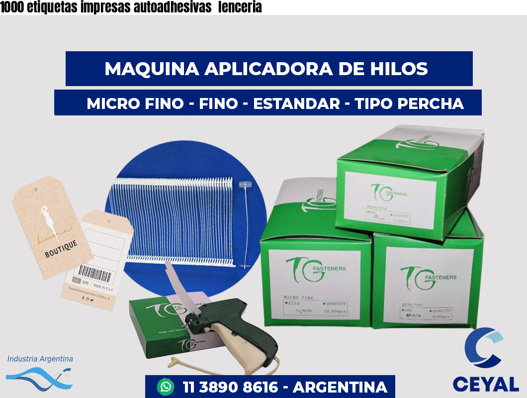 1000 etiquetas impresas autoadhesivas lenceria