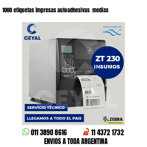 1000 etiquetas impresas autoadhesivas medias