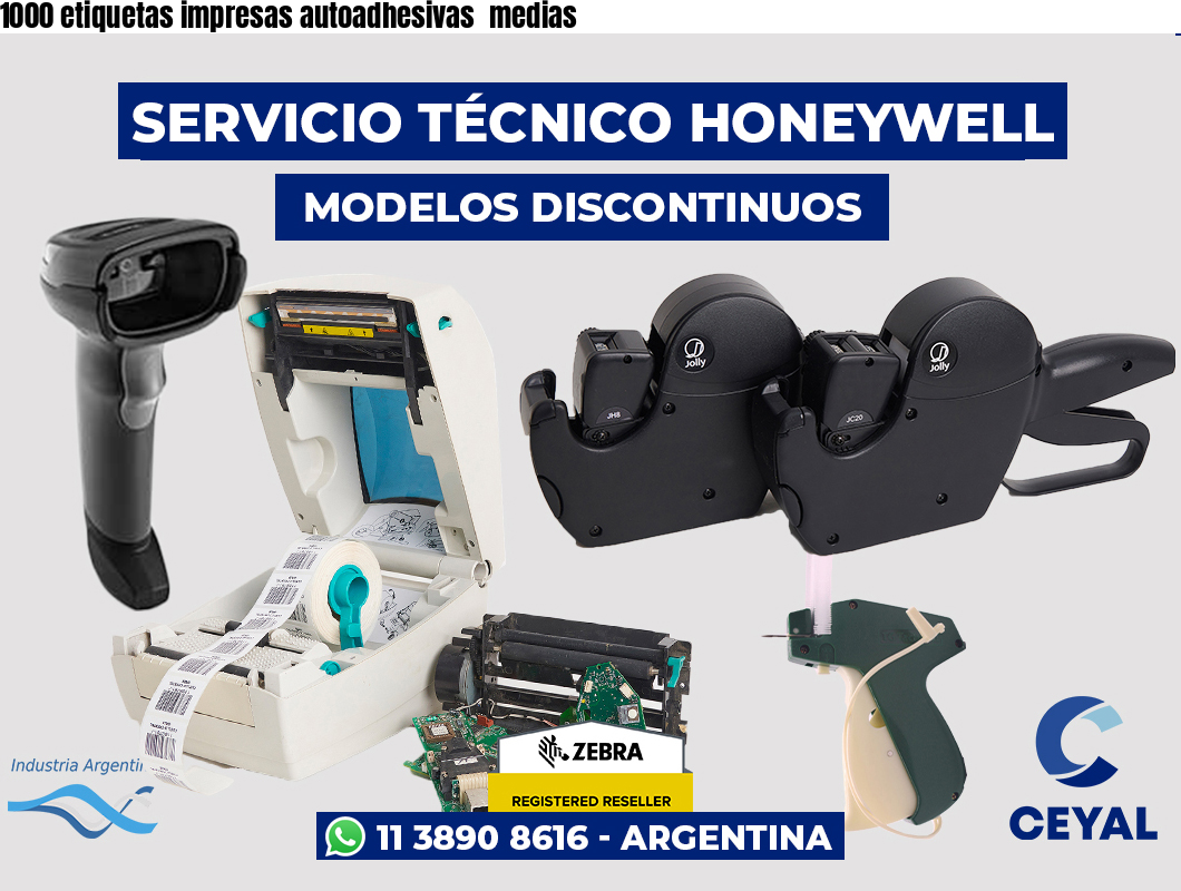 1000 etiquetas impresas autoadhesivas medias