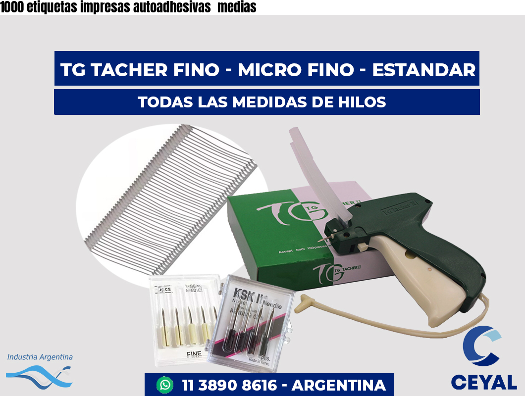 1000 etiquetas impresas autoadhesivas medias