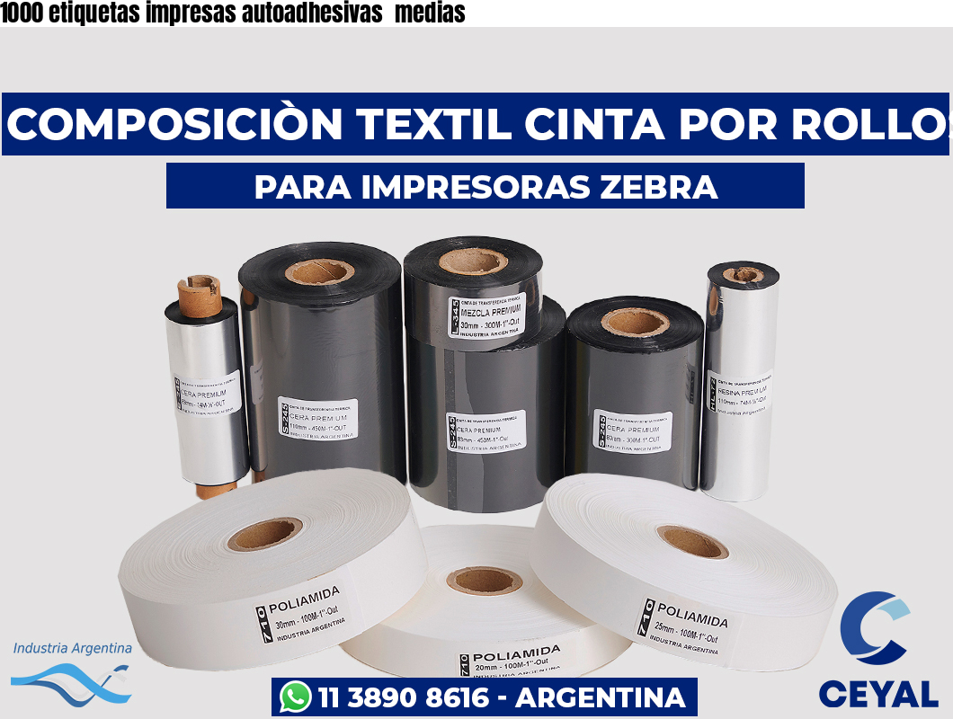 1000 etiquetas impresas autoadhesivas  medias