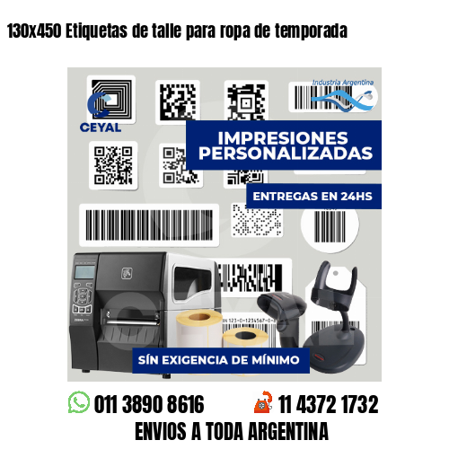 130x450 Etiquetas de talle para ropa de temporada