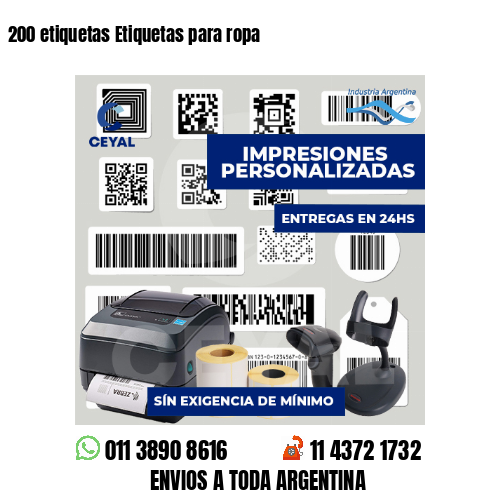 200 etiquetas Etiquetas para ropa