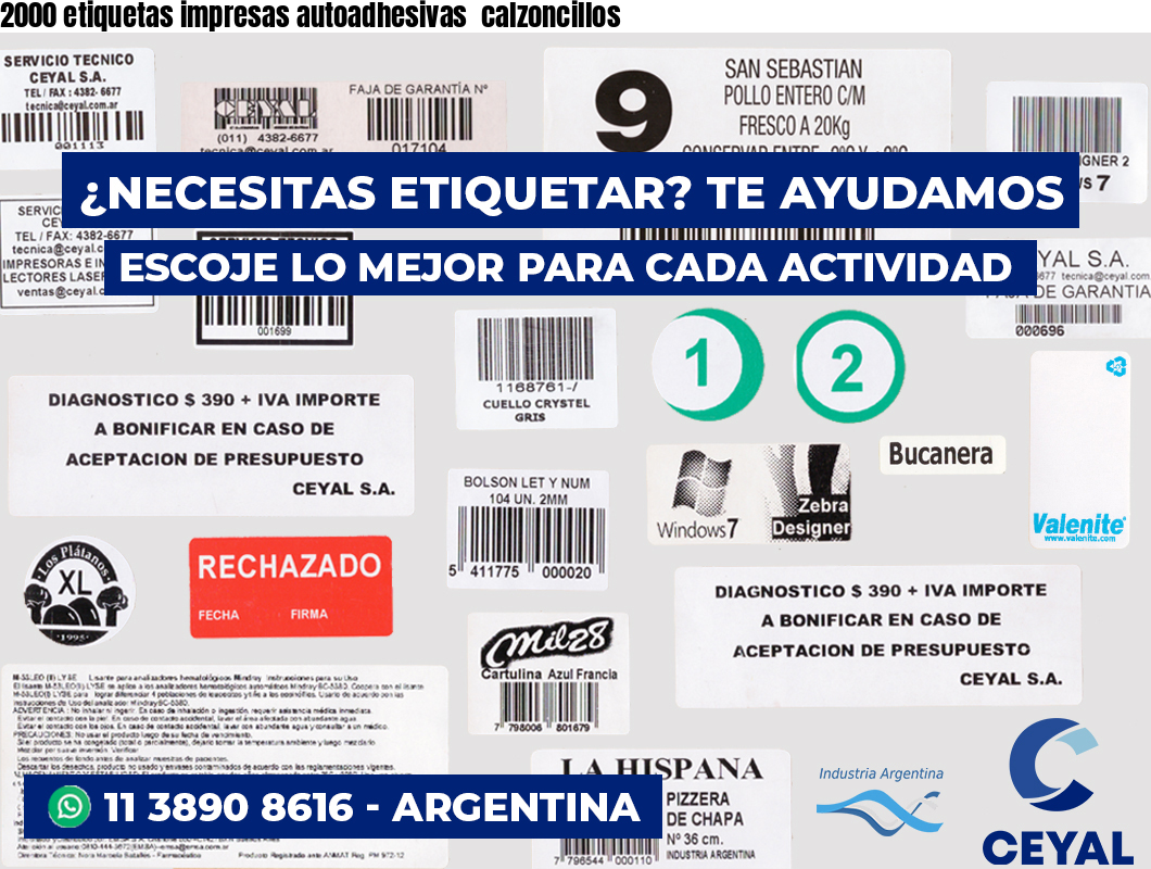 2000 etiquetas impresas autoadhesivas  calzoncillos