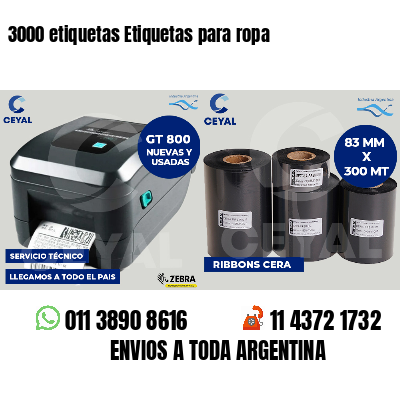 3000 etiquetas Etiquetas para ropa