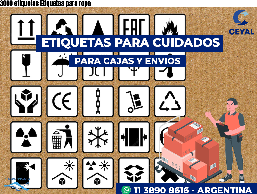 3000 etiquetas Etiquetas para ropa