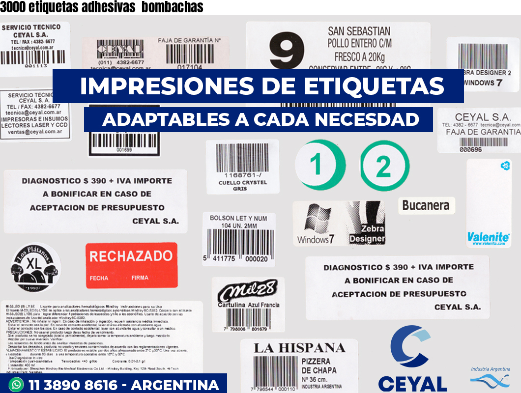 3000 etiquetas adhesivas  bombachas