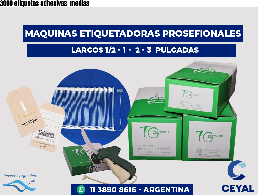 3000 etiquetas adhesivas medias