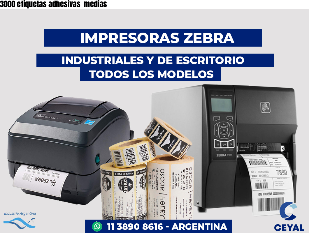 3000 etiquetas adhesivas medias