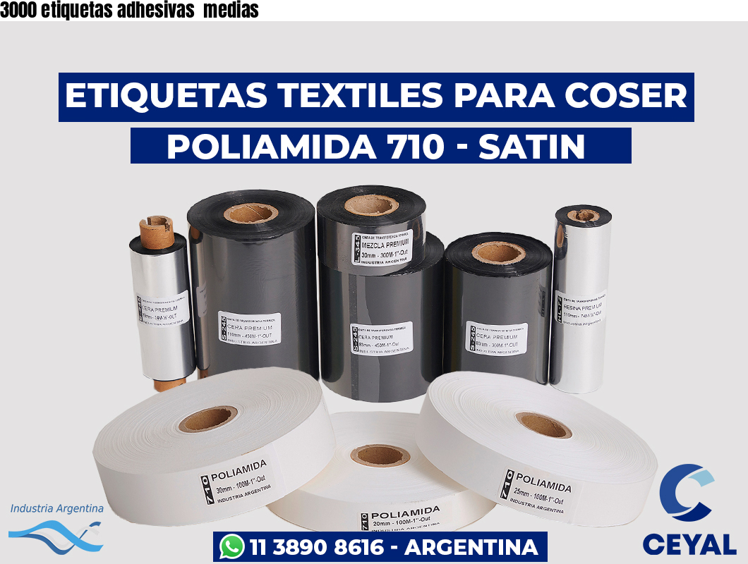 3000 etiquetas adhesivas  medias