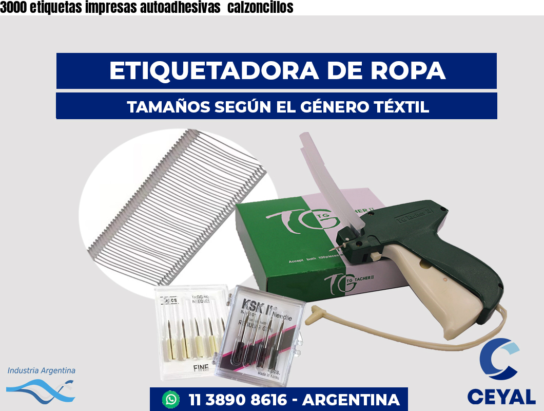 3000 etiquetas impresas autoadhesivas calzoncillos