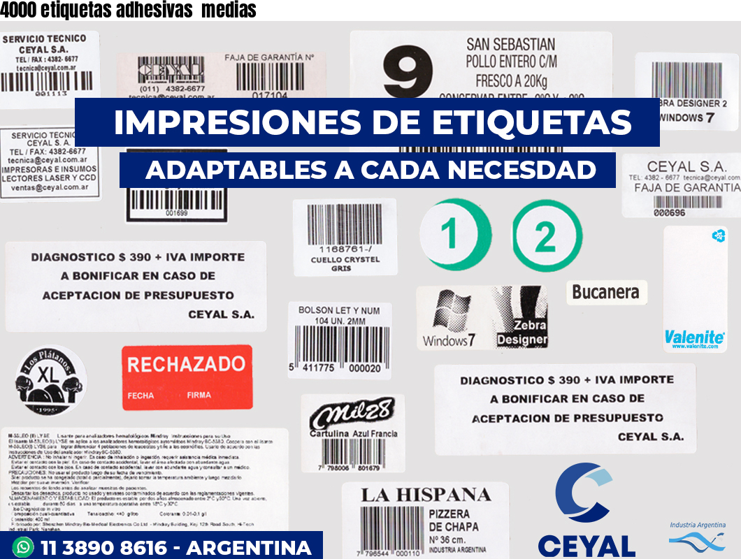 4000 etiquetas adhesivas  medias