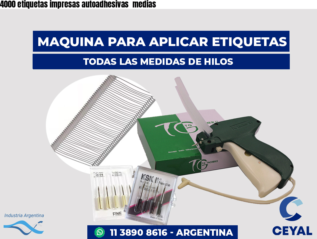 4000 etiquetas impresas autoadhesivas medias