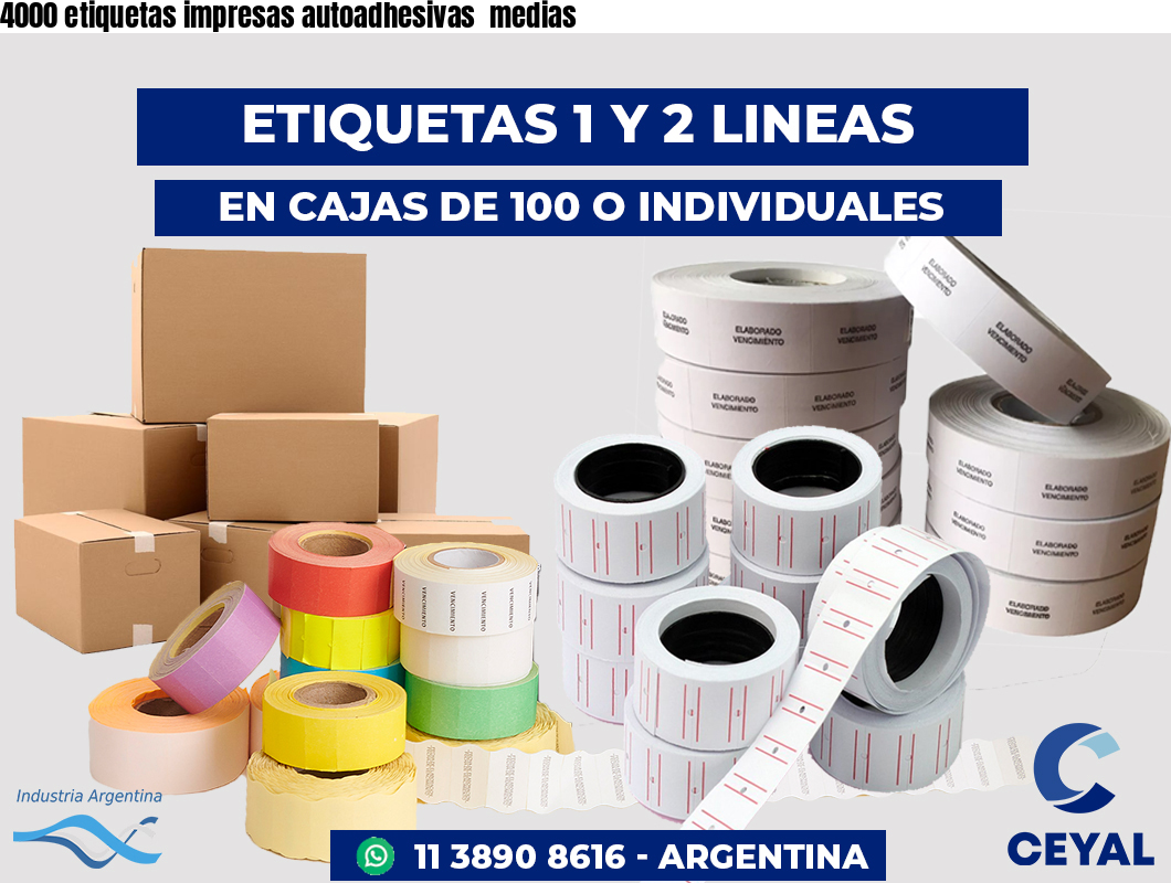 4000 etiquetas impresas autoadhesivas medias