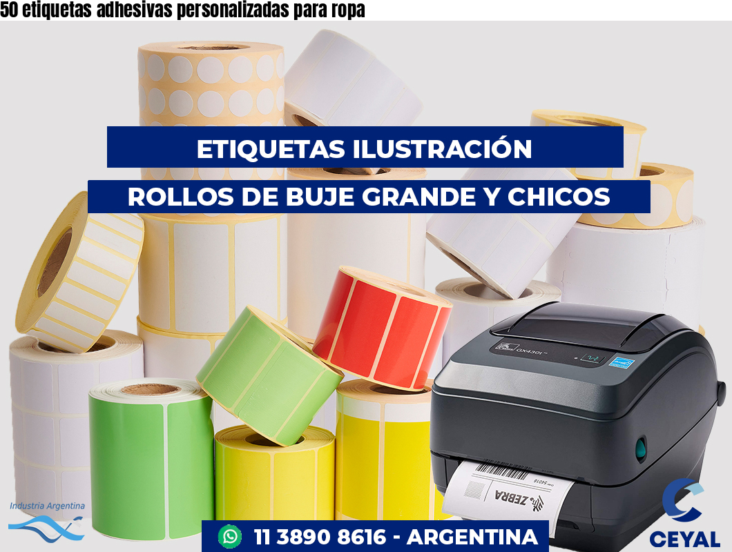 50 etiquetas adhesivas personalizadas para ropa