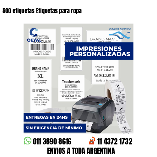 500 etiquetas Etiquetas para ropa