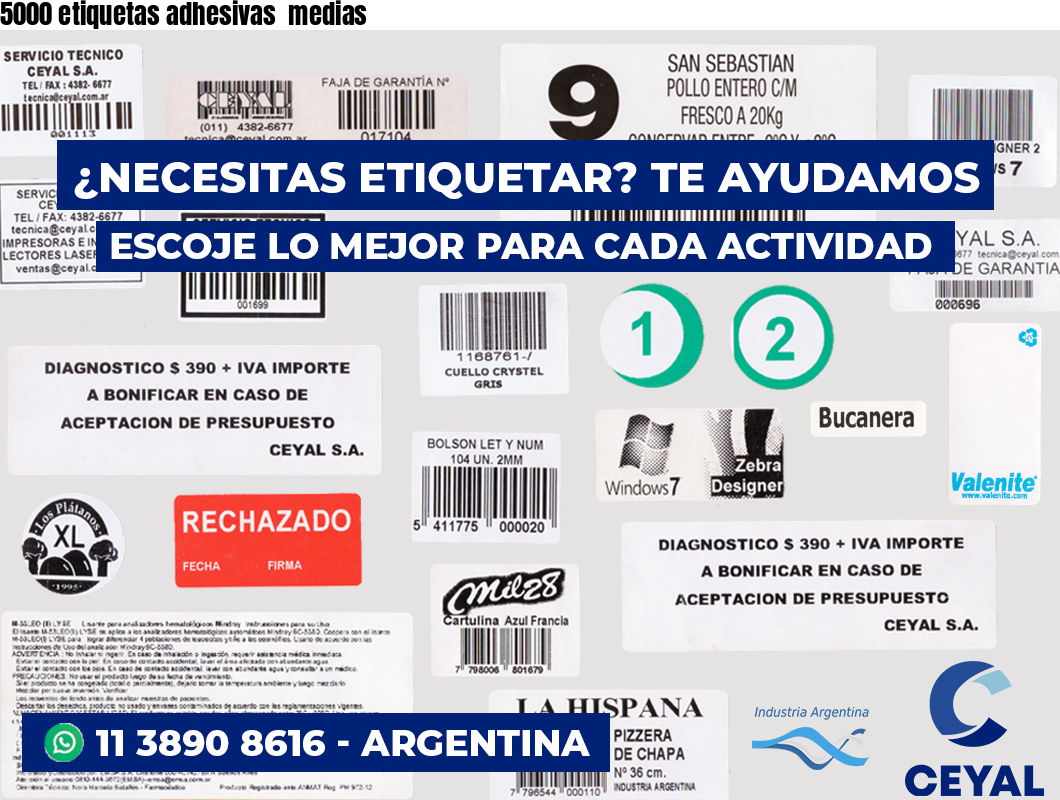5000 etiquetas adhesivas  medias