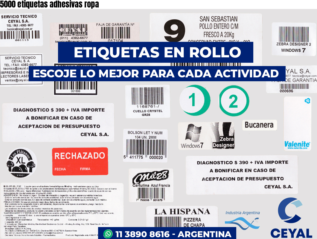 5000 etiquetas adhesivas ropa