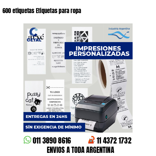 600 etiquetas Etiquetas para ropa