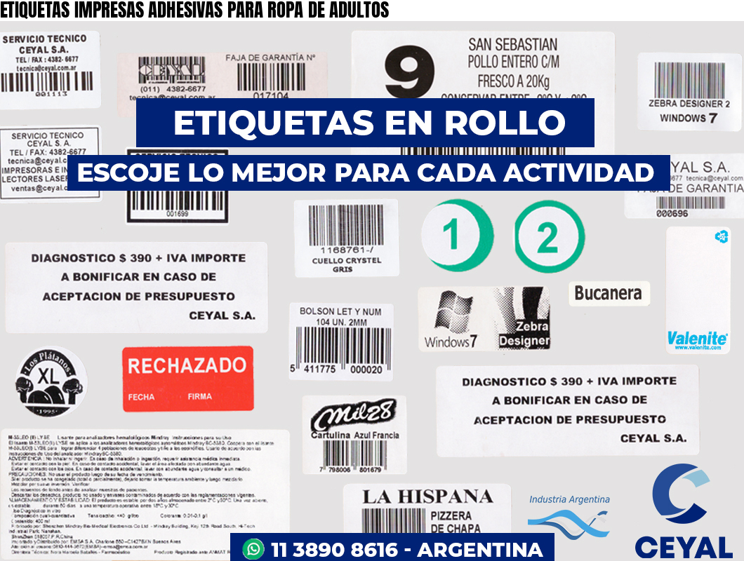ETIQUETAS IMPRESAS ADHESIVAS PARA ROPA DE ADULTOS