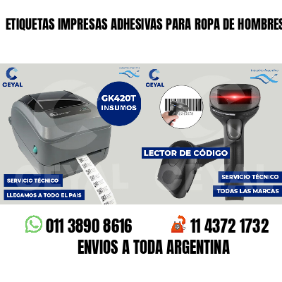 ETIQUETAS IMPRESAS ADHESIVAS PARA ROPA DE HOMBRES