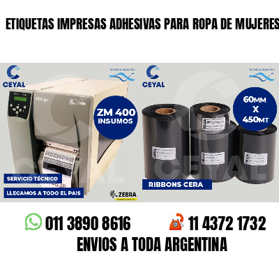 ETIQUETAS IMPRESAS ADHESIVAS PARA ROPA DE MUJERES