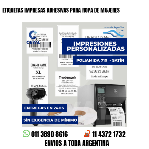 ETIQUETAS IMPRESAS ADHESIVAS PARA ROPA DE MUJERES