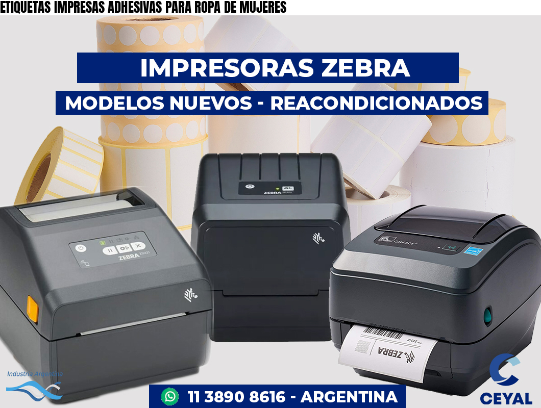 ETIQUETAS IMPRESAS ADHESIVAS PARA ROPA DE MUJERES