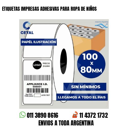 ETIQUETAS IMPRESAS ADHESIVAS PARA ROPA DE NIÑOS
