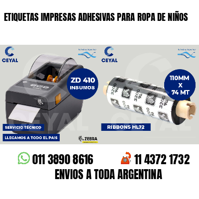 ETIQUETAS IMPRESAS ADHESIVAS PARA ROPA DE NIÑOS