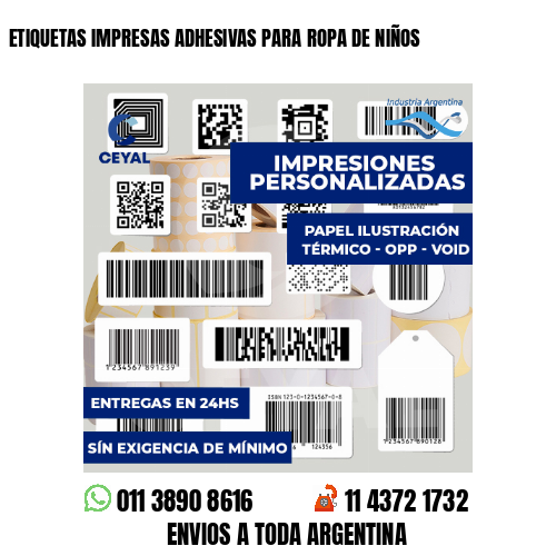 ETIQUETAS IMPRESAS ADHESIVAS PARA ROPA DE NIÑOS