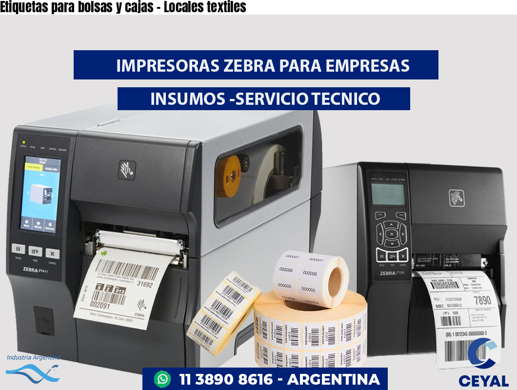 Etiquetas para bolsas y cajas - Locales textiles