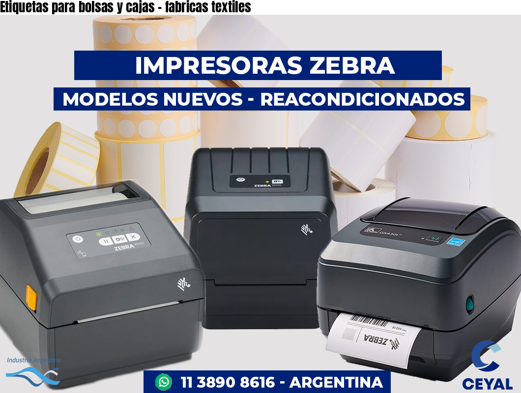 Etiquetas para bolsas y cajas - fabricas textiles