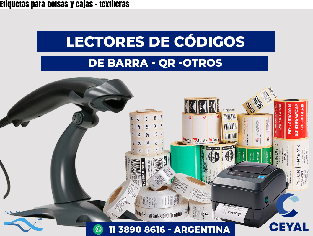 Etiquetas para bolsas y cajas - textileras