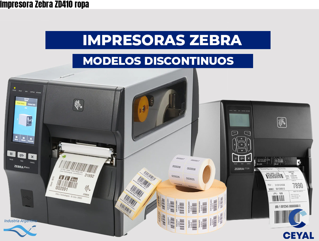 Impresora Zebra ZD410 ropa
