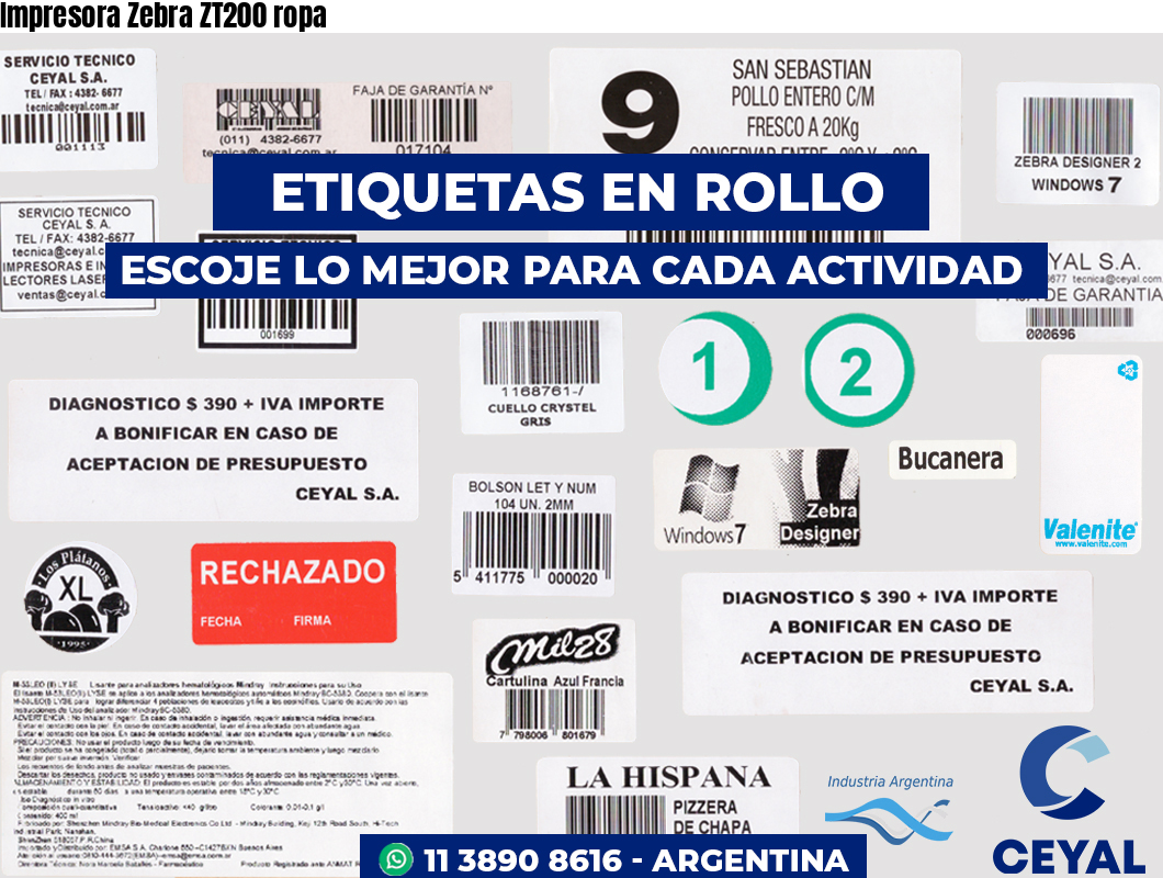 Impresora Zebra ZT200 ropa
