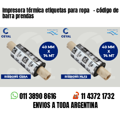 Impresora térmica etiquetas para ropa - código de barra prendas