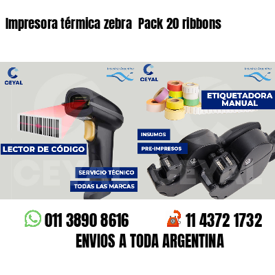 Impresora térmica zebra Pack 20 ribbons